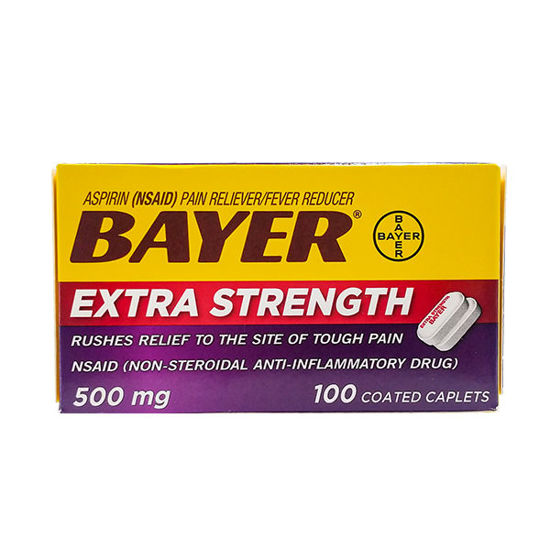 Picture of Bayer extra strength 500mg caplets 100 ct.