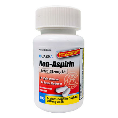 Picture of Non-aspirin acetaminophen extra strength caplets 500mg apap 100 ct.