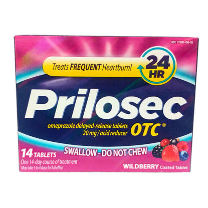 Picture of Prilosec 20mg otc tablets wildberry flavor 14 ct.