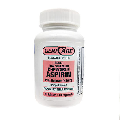 Picture of Aspirin 81mg chewable tablets orange 36 ct.